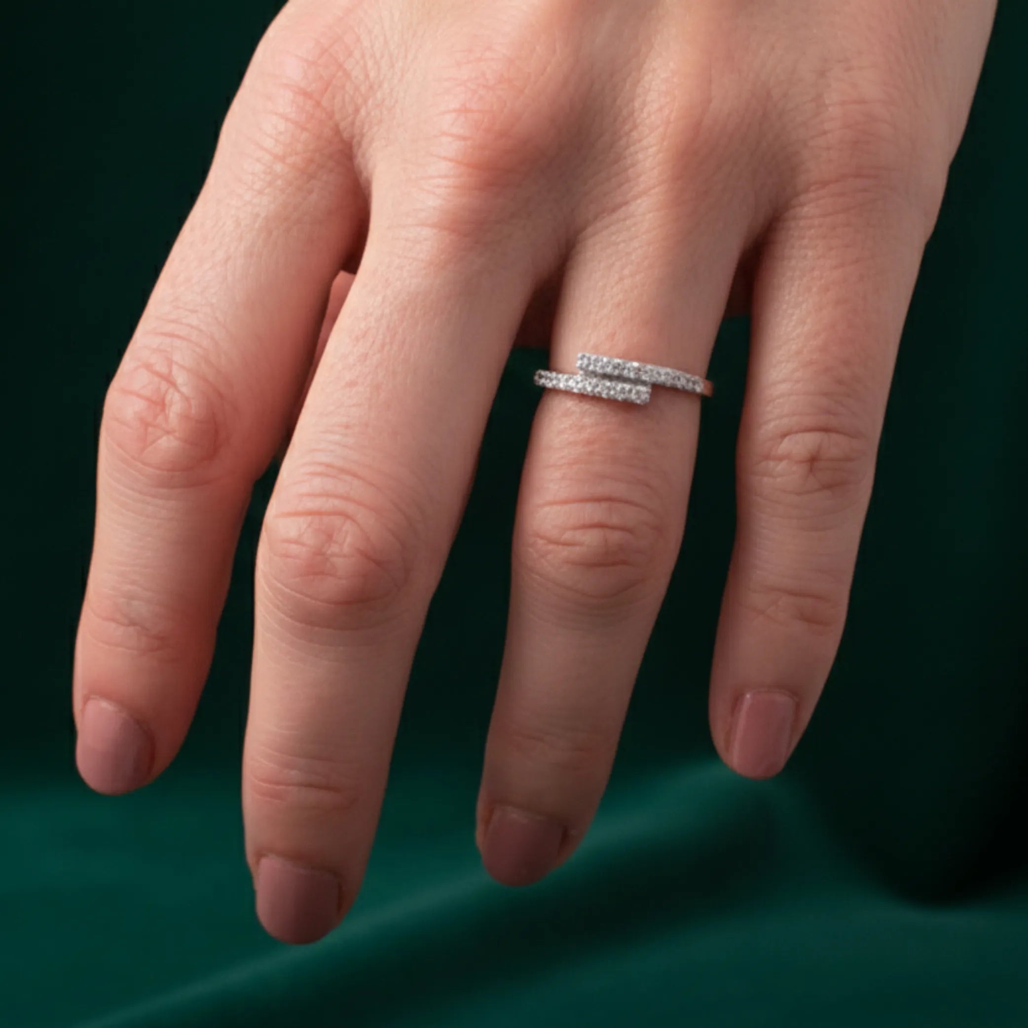 LUME DUO | Elegantný otvorený prsteň s dvojitou líniou zirkónov