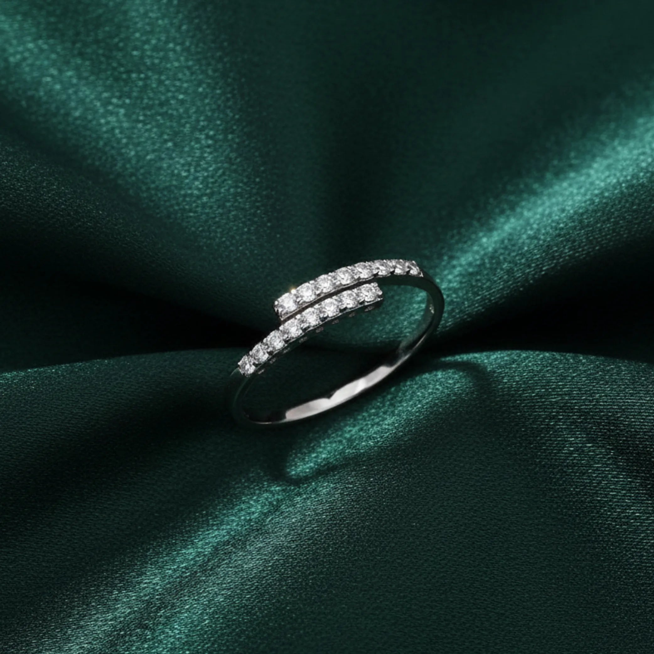 LUME DUO | Elegantný otvorený prsteň s dvojitou líniou zirkónov