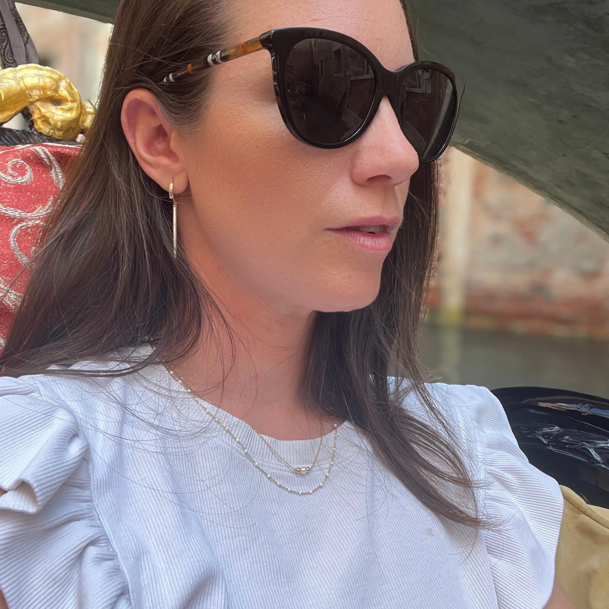 Jemný zlatý náhrdelník s perlou a nastaviteľnou dĺžkou 40 cm a 43 cm - livestyle