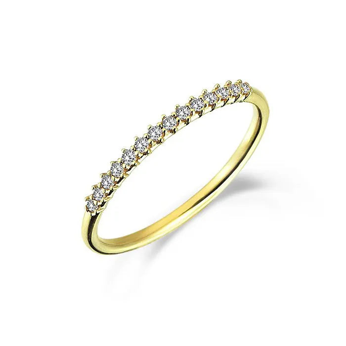 Prsteň z 14-karátového žltého zlata s líniou čírych zirkónov – kolekcia CREYO LINEA