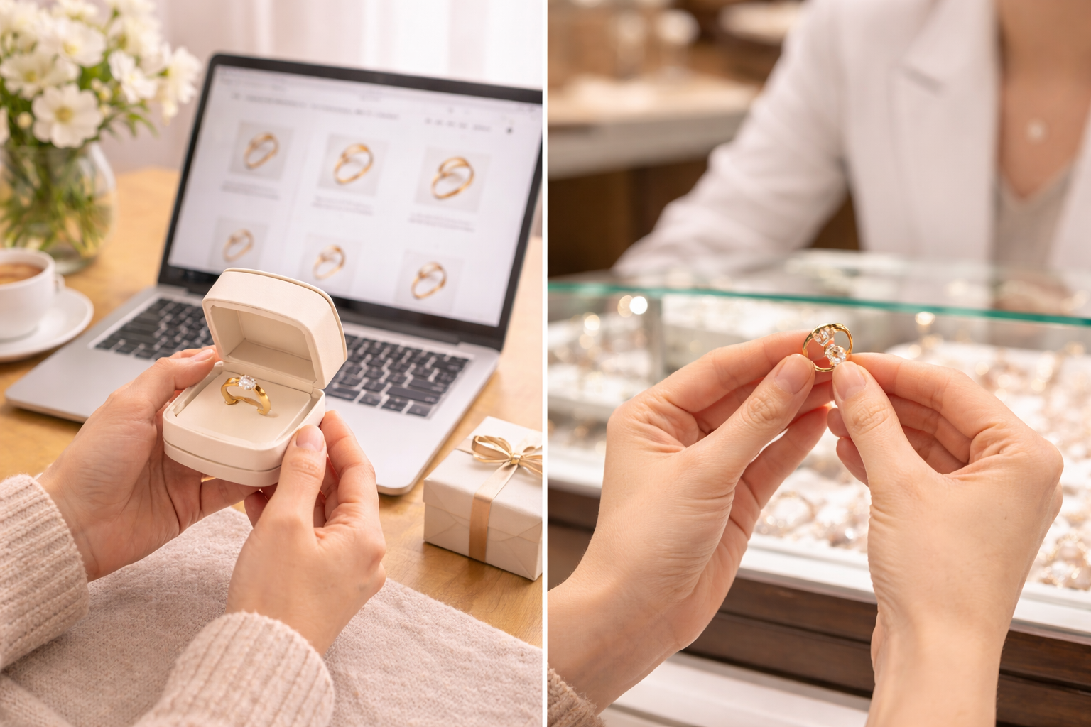 online eshop vs kammený obchod fotografie dve