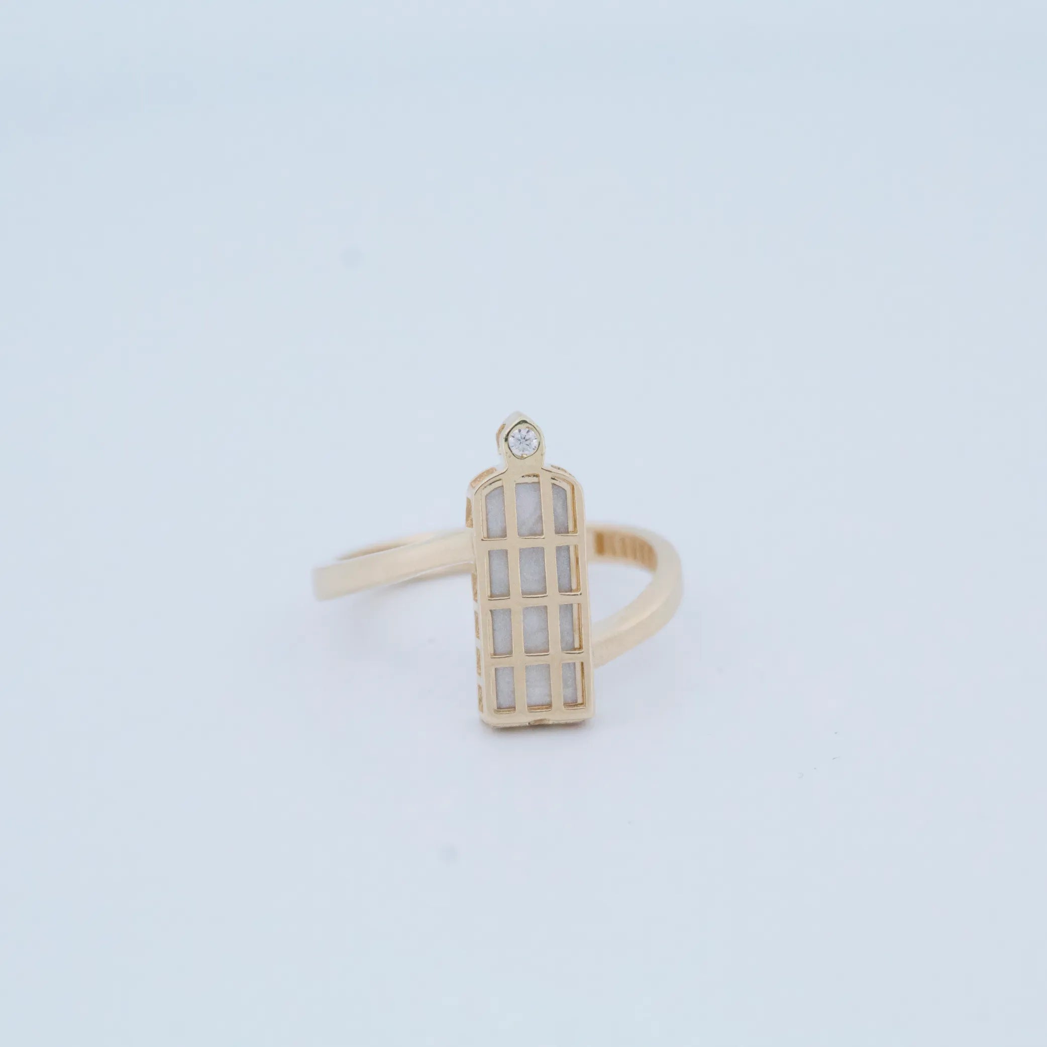 LUMEN | Zlatý prsteň s perlovým enamelom