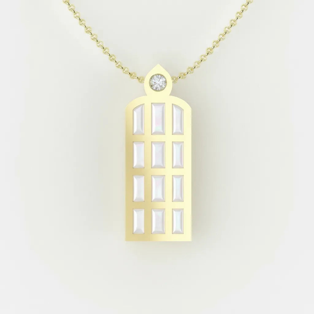 LUMEN | Zlatý náhrdelník s perlovým enamelom