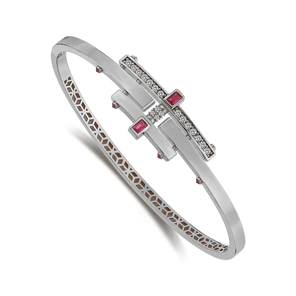 Náramok AXIS z bieleho 14K zlata s kubickými zirkónmi od CREYO