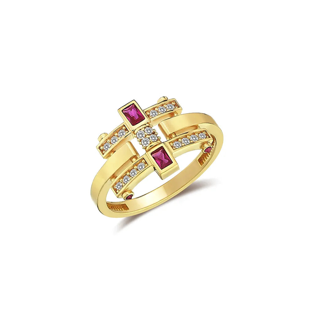 Prsteň AXIS zo žltého 14K zlata s kubickými zirkónmi od CREYO
