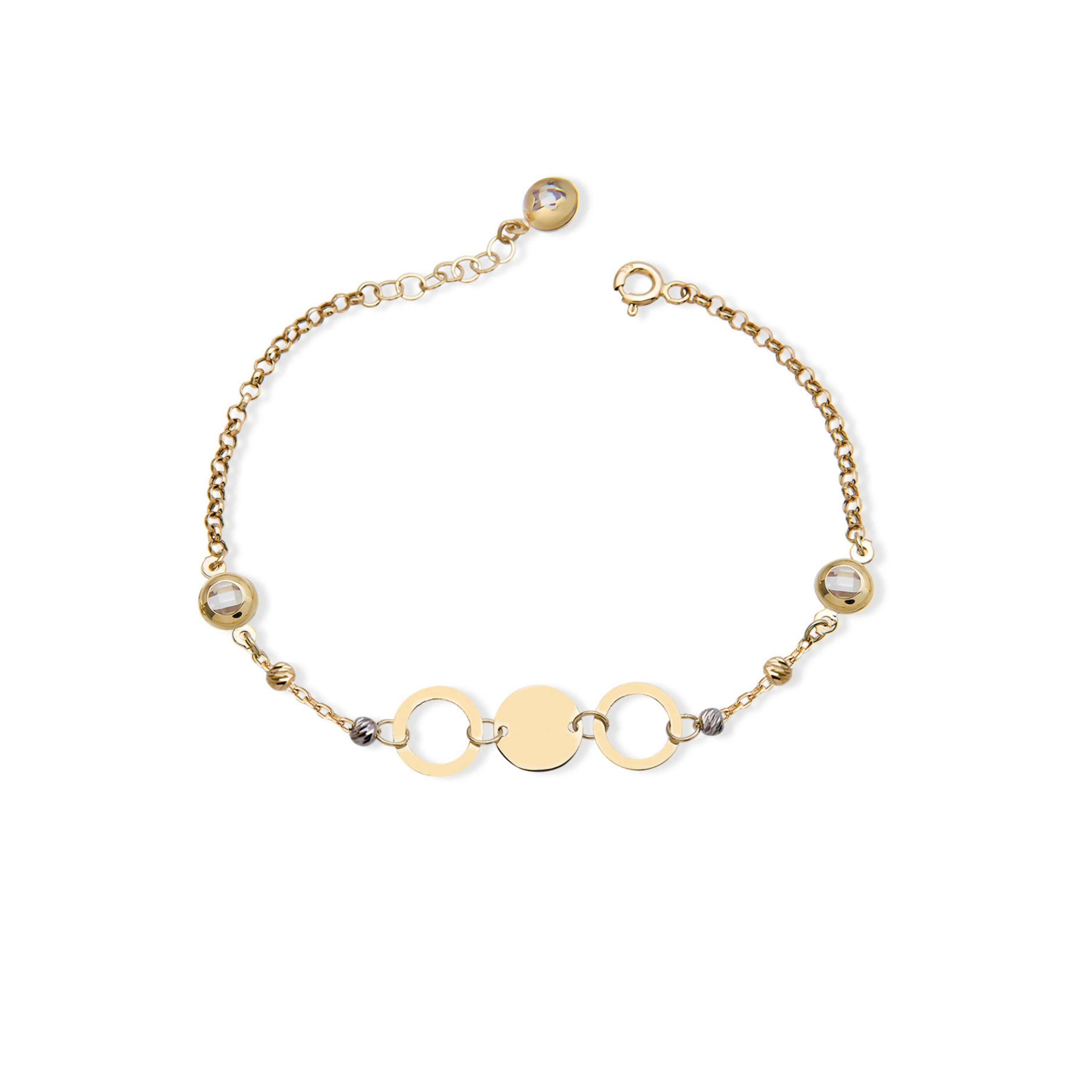 Elegantný zlatý náramok Aurelia s článkami a kryštálmi