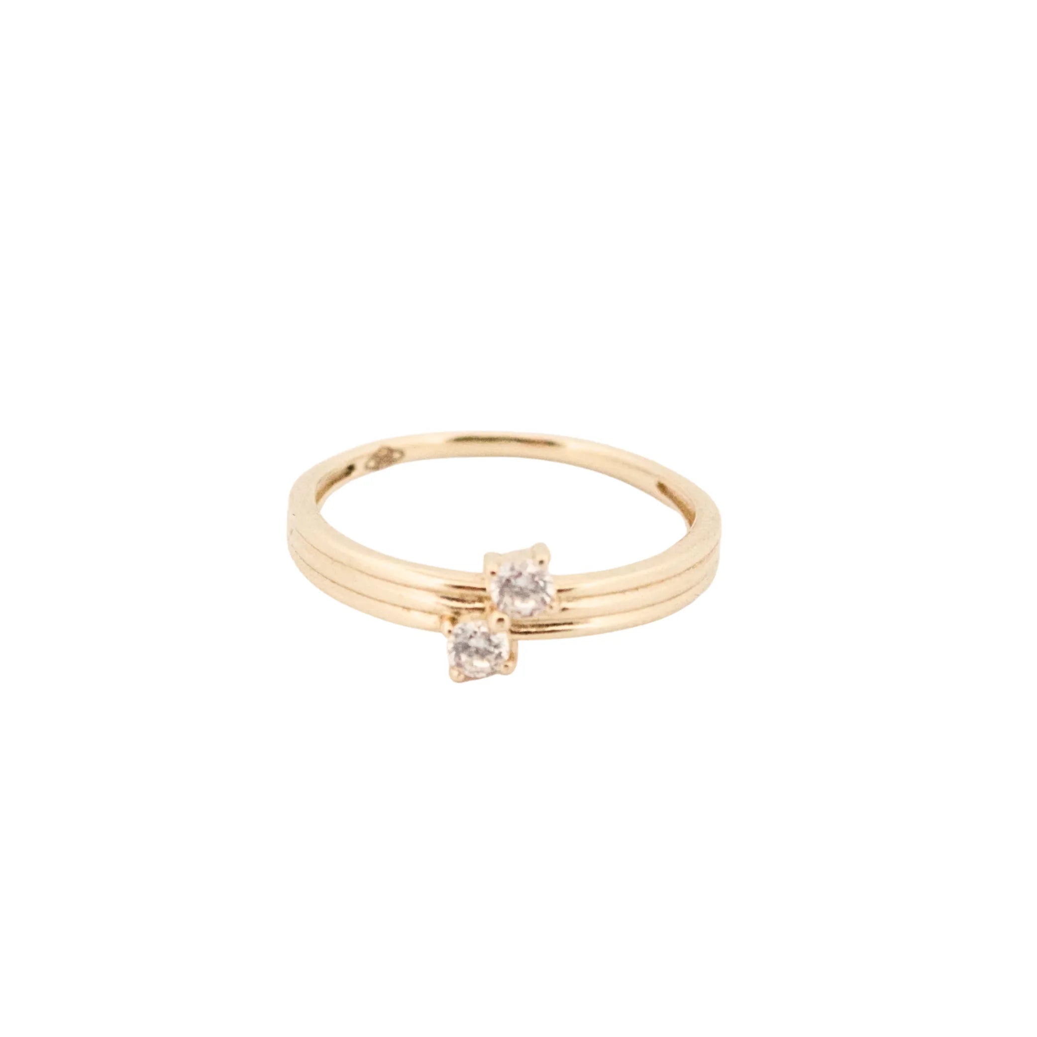 DUO AMOUR | Prsteň zo 14K zlata s dvojicou zirkónov