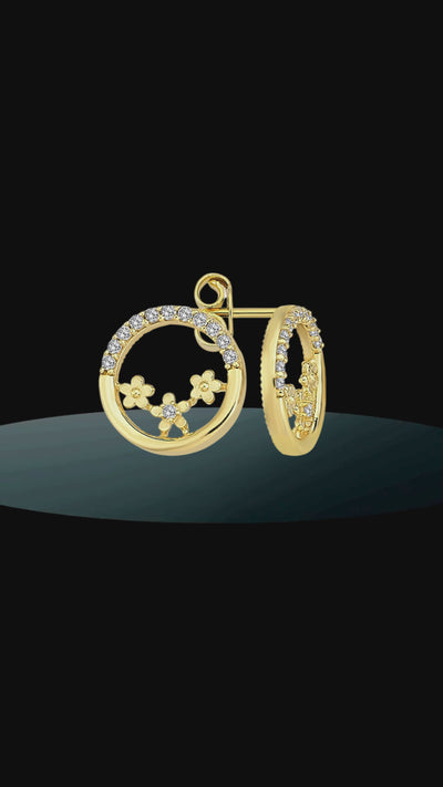 Video 14-karátových zlatých náušníc CREYO s iskrivými zirkónmi – nadčasová elegancia pre každý štýl.